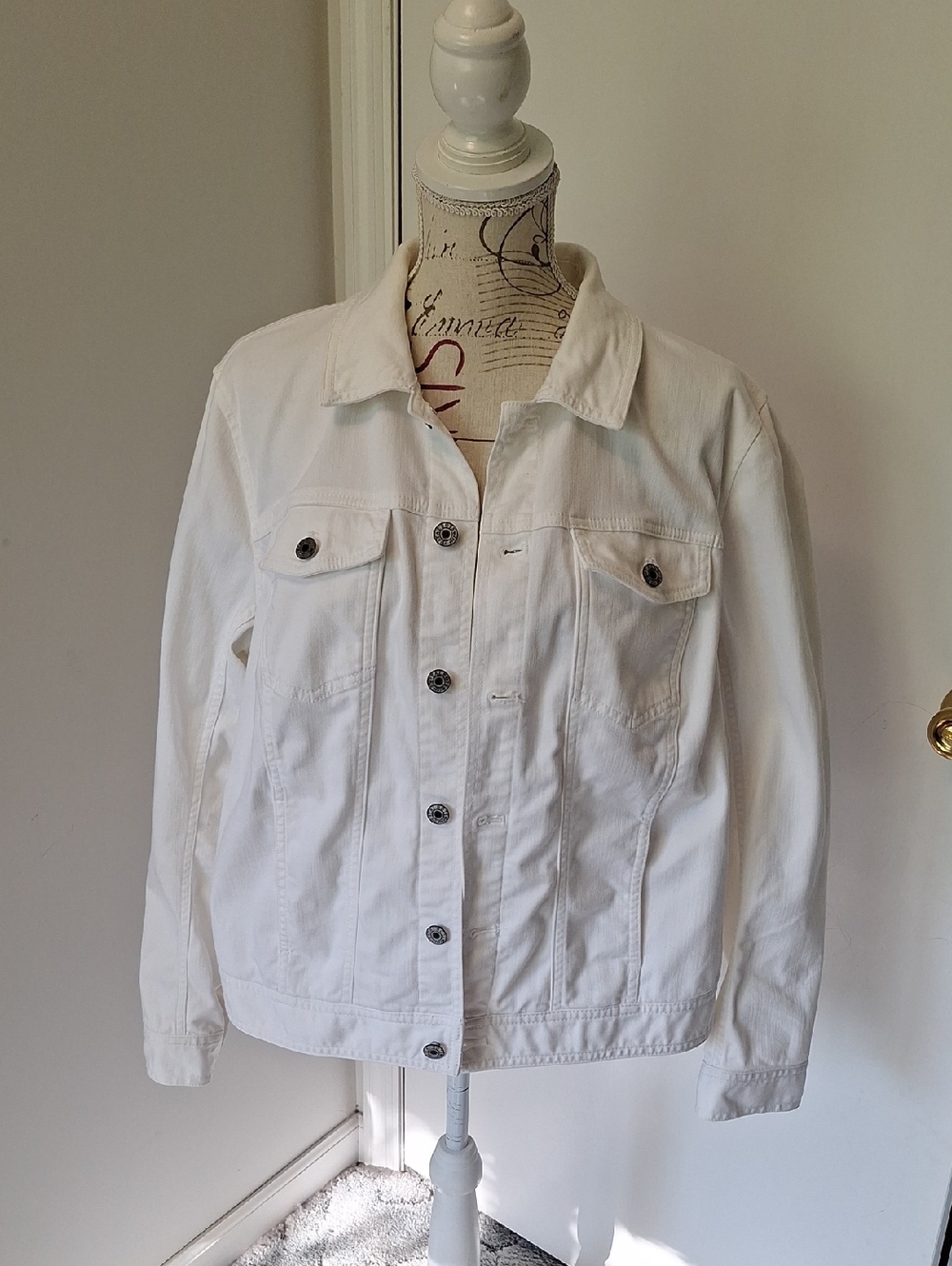 Talbots Womens White Denim Jacket EUC Size 1x